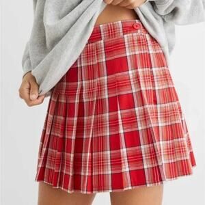 Aerie Red Plaid Class Act Mini Skirt Size XS Pleated Y2K Schoolgirl